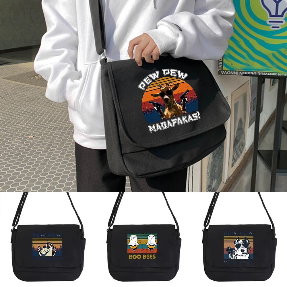 

Messenger Bag Simple Multi-function Messenger Bag Fashion Leisure Time Tooling Schoolgirl Portable One-shoulder Pew Pattern Bags