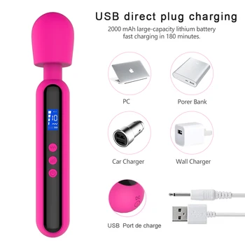 Big Massage stick  Led Display Timing AV Vibrator 10 frequency Vibrate 4 Speeds Female Masturbator Adult Massage Products 3