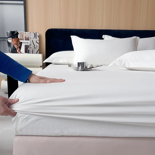 Drap de lit une pièce en coton, housse de coussin simple et double, anti-poussière et respirante, housse de matelas adaptée à toutes les saisons 4