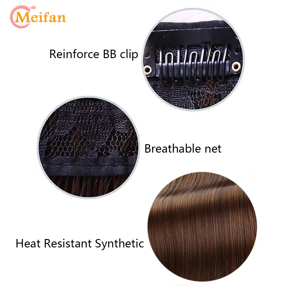 MEIFAN-Longo Sintético Em Linha Reta Natural Pedaços