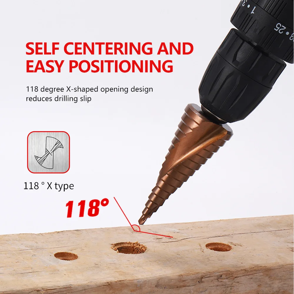 Step Drill Bit M35 5% Cobalt HSS High Speed Steel Spiral Hex Shank Metal Hole Cutter 4-12mm 4-20mm Hexagonal Drill Bit Tool british hexagonal handle step drill hss reaming hole opening electric drill reaming tool set straight groove titanium plated