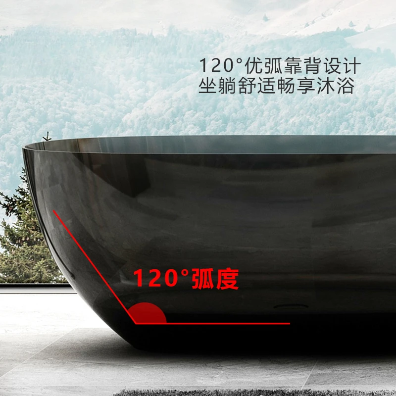 Transparent bathtub Color crystal resin Internet celebrity Thin edge independent goose egg shaped hotel Artificial stone bathtub
