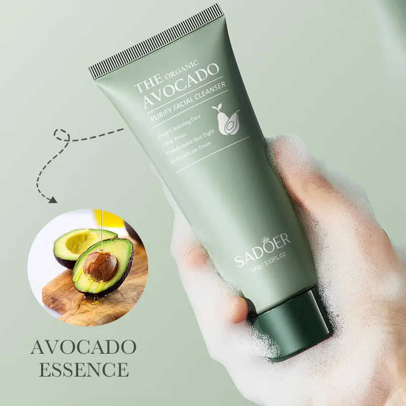 SAODER Avocado Facial Cleanser Face Wash Foam Face Cleanser Moisturizing Exfoliating Facial Cleansing Face Skin Care Products 4