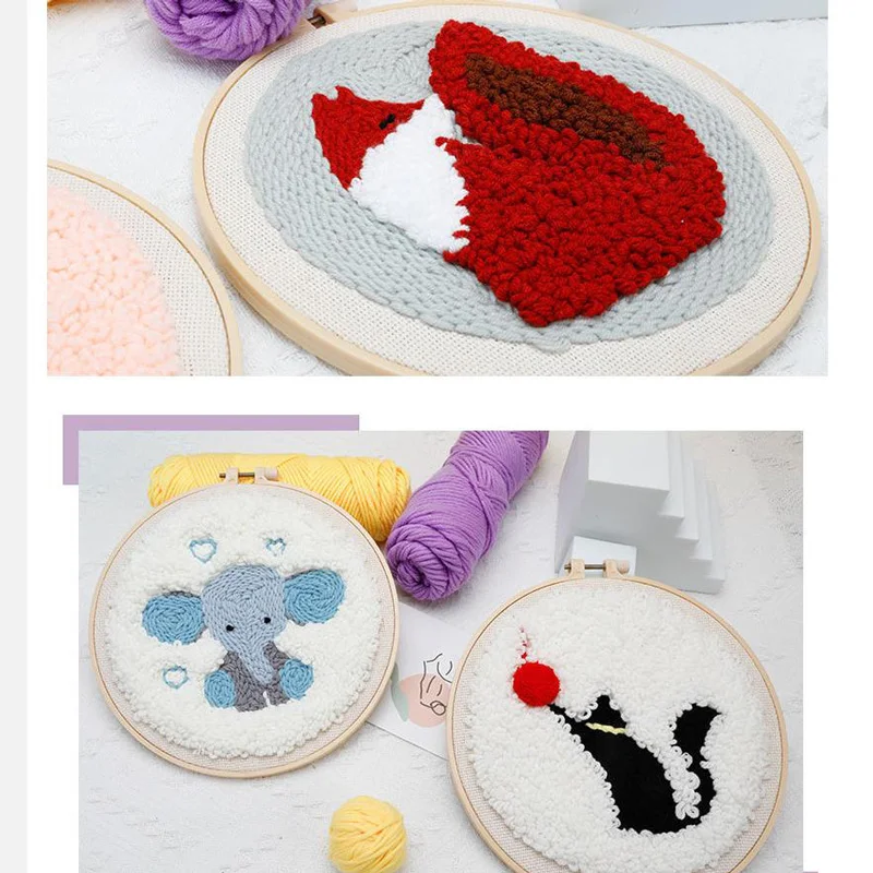 Starter kit per ricamo a gamma completa con motivo e istruzioni, kit a punto croce con cerchi da ricamo in plastica, fili colorati e strumenti per principianti adulti (Bianca