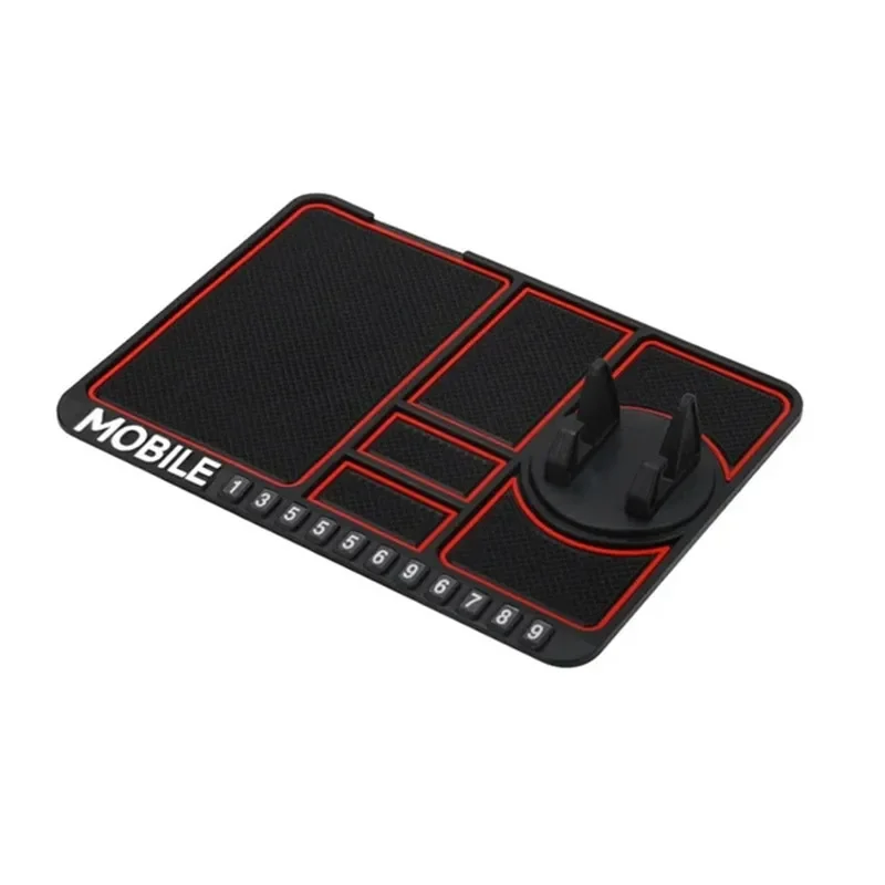 Car Anti Slip Mat Rotatable Phone Holder GPS Storage Cushion with Parking Card Slot Interior Accessories