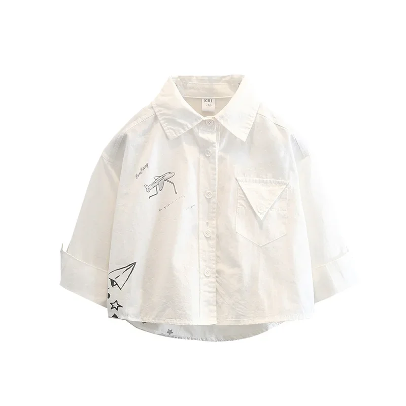 Boys Long Sleeve Shirt Autumn Fashionable Children's Clothes Casual Stylish Top Spring Baby Outfit Male Kids