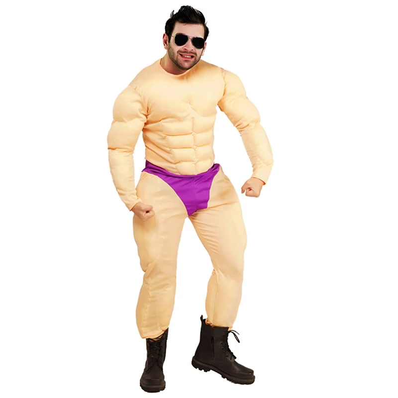 thumbnail image 1 of Músculos de cuerpo entero Adultos Niños Hombres musculosos Cosplay Mono musculoso Disfraz Niños pequeños Hombre Juego de rol Mono divertido Halloween, 1 of 4
