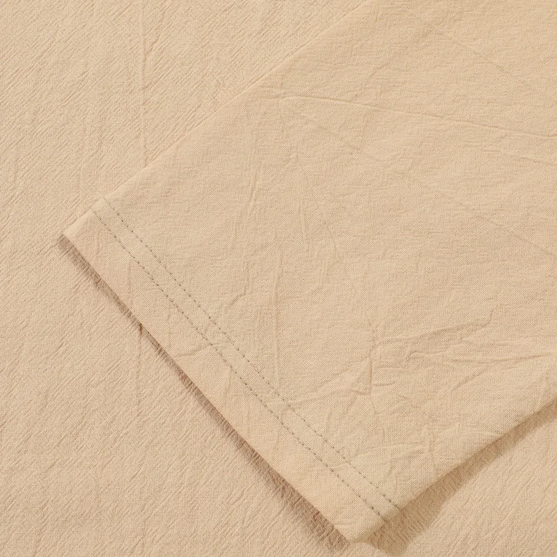 Herren Baumwoll-Leinen Langarm Henley-Hemd mit Stehkragen, Knopfleiste und Brusttasche, Lässiges Atmungsaktives Alltags-, Urlaubs- und Arbeitshemd – Detail 17