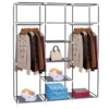 69" Portable Clothes Closet Non-Woven Fabric Wardrobe Double Rod Storage Organizer Gray 3