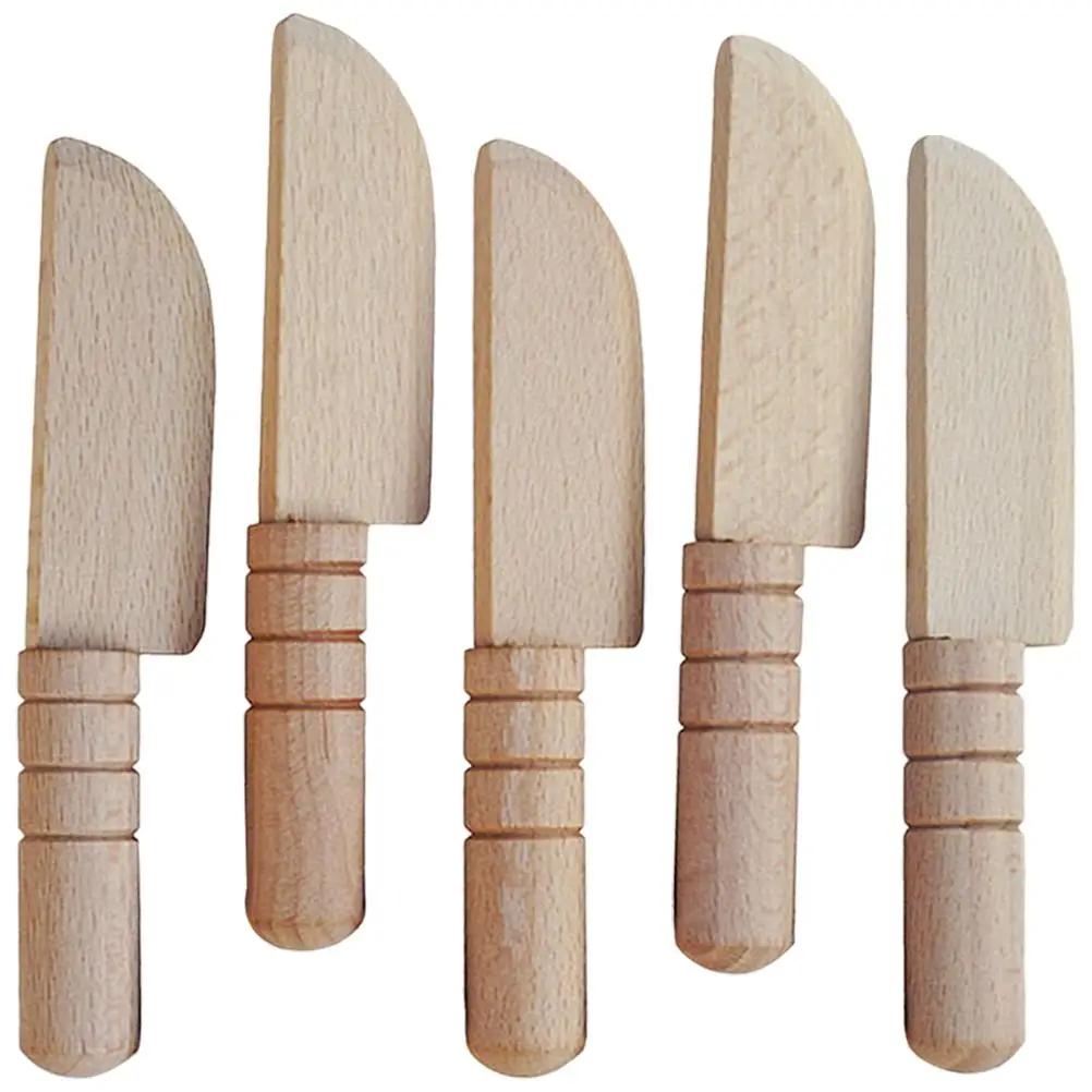 5 Pcs Wooden Toy Smooth Surface House Supplies Kitchenware Pretend Play Miniature Scene Educational Toy For Kids