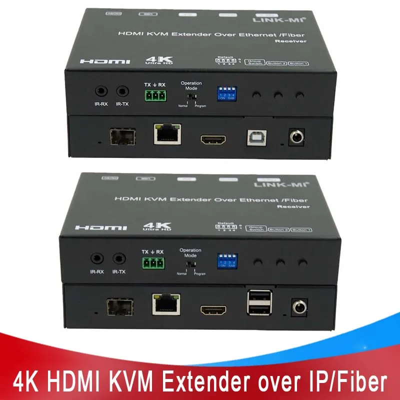 LINK-MI 120M 4K HDMI 익스텐더를 섬유 POE RS232 USB KVM 익스텐더 Unicast 멀티캐스트 최대 8x16 KVM IP/섬유