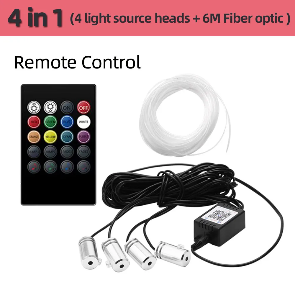 Car RGB LED Strip Lights Atmosphere 4/5/6 in 1 Interior Neon Light DIY Music APP and Remote Control 8M Fiber Optic Ambient Lamps foggy headlights Car Lights