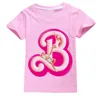 New Kawaii Barbie Kids Short Sleeve Summer Cartoon Boys Girls Soft O-Neck T Shirts Oversized Fashion Y2K White Tees Tops Gifts ﻿ 2