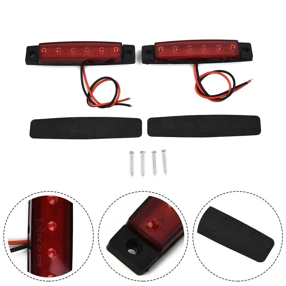 

trucks Tail light 2Pcs Marker Light 6-LED Red DC 12V ABS Low Power Consumption Waterproof for most buses trailers