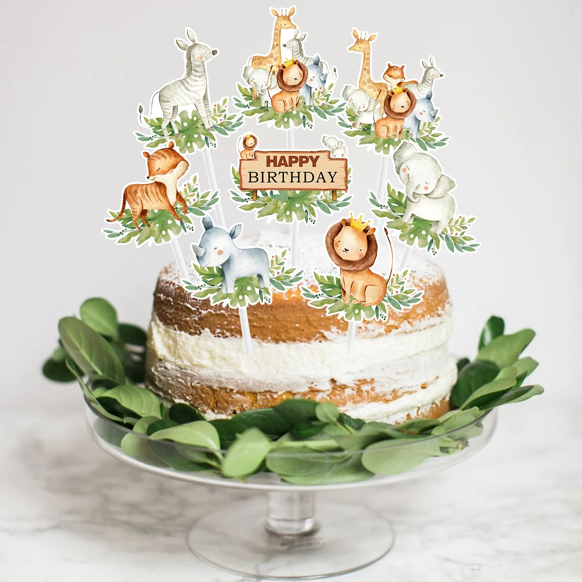 12-teiliges Dschungeltier-Kuchendeko Set – Tierfiguren Zum Dekorieren Für Kindergeburtstag & Babyparty
