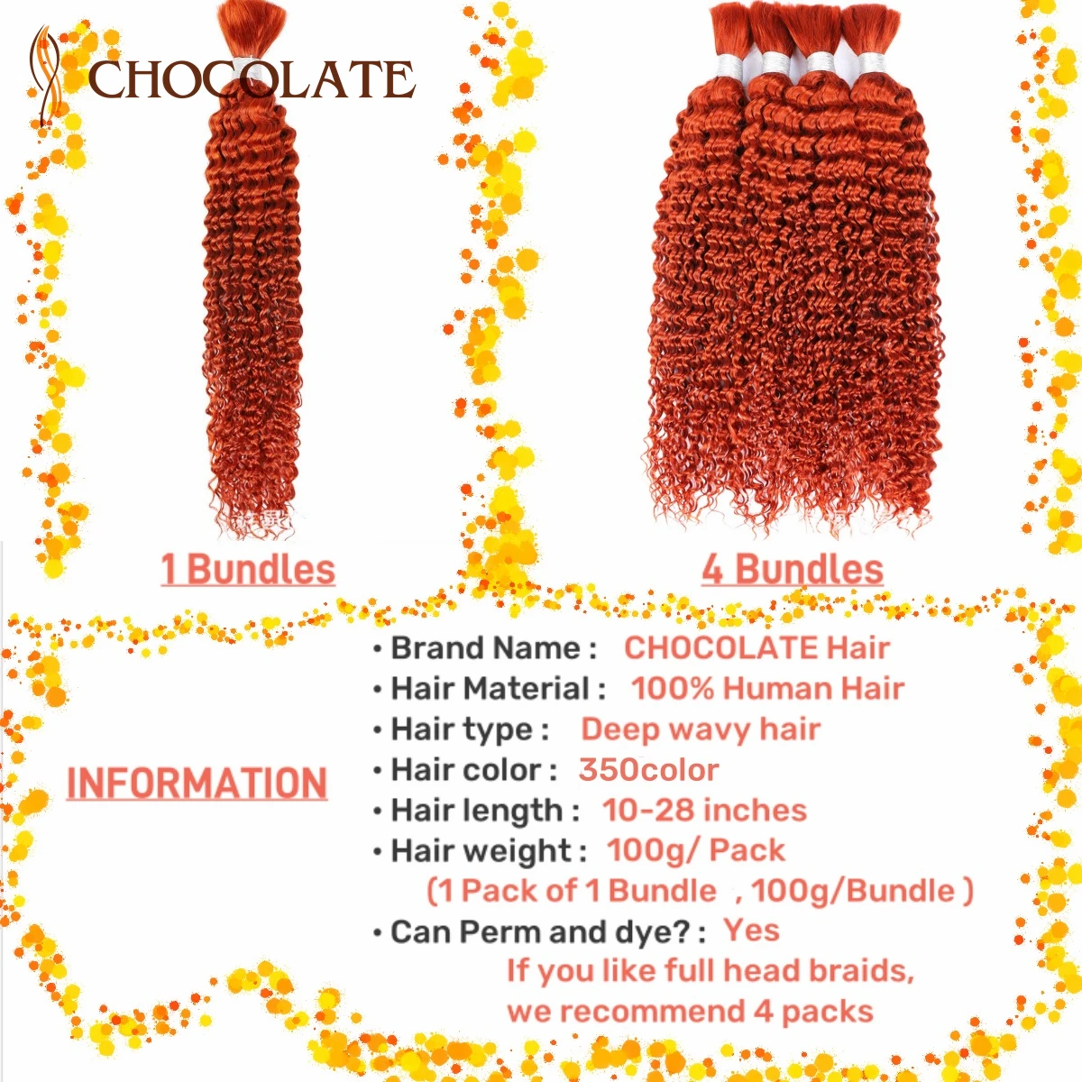 Human Braiding Hair Highlight 4/27 Color Deep Wave Bulk Curly Human Hair For Boho Braids 100% Unprocessed Brazilian