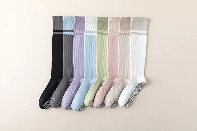 New Yoga Socks for Women: Glued Foot Anti Slip Feather Socks, Striped Golf Leg Socks, Pilates Long Socks 12 S7b449f2b1ebc4592bd7de420d2c973abZ