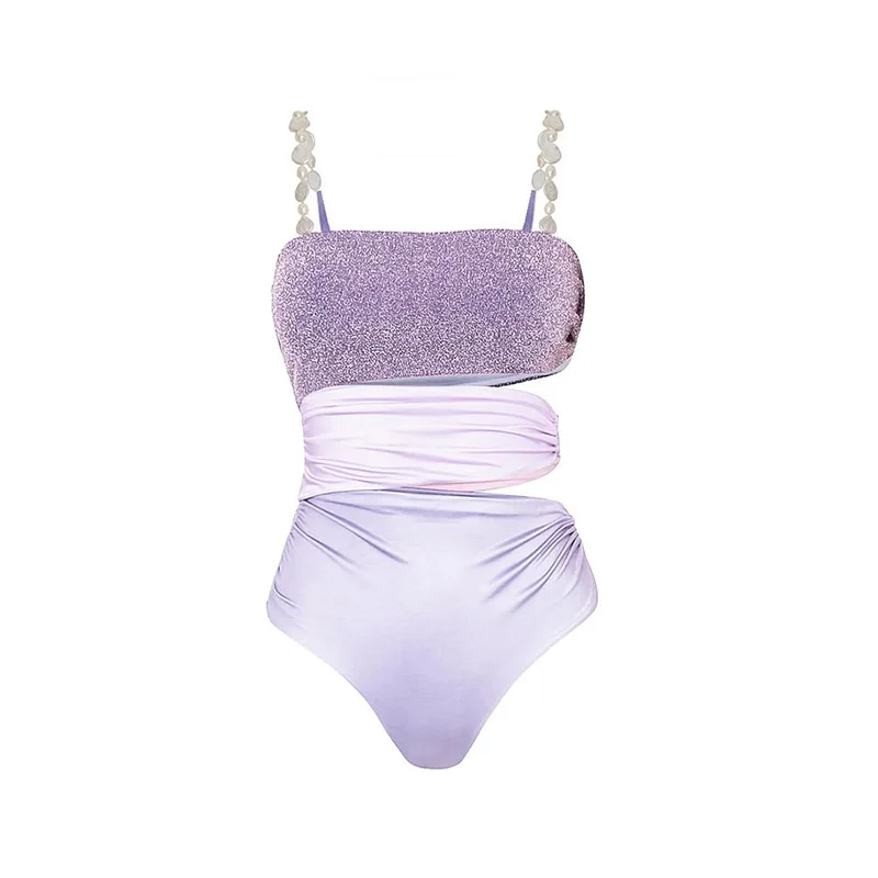 With Contrasting Swimsuits Detachable Shoulder Straps Luxury Dress Style Swimming Costumes for Women Sexy Summer Beachwear