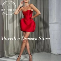 Marrilee Customized Sweetheart  Strapless A-Line Short Evening Dresses Charming Sleeveless Above Knee Pleated Prom Party Gown 1