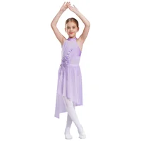 Applique Girls Lyrical Contemporary Dancewear High-Low Chiffon Splice Skirted Fancy Skating Gymnastic Costume Ballet Dresses - Image 2