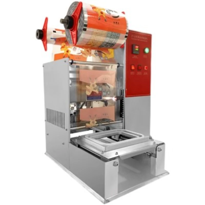 

Fully automatic cooked food preservation sealing machine Fresh nitrogen filled packaging machine Delivery fast food box continuo
