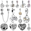Hot Sale Heart Family Tree Safety Chain Sparkling Family Tree Family Roots Charm Beads Fit Original Bracelets DIY Jewelry Gifts