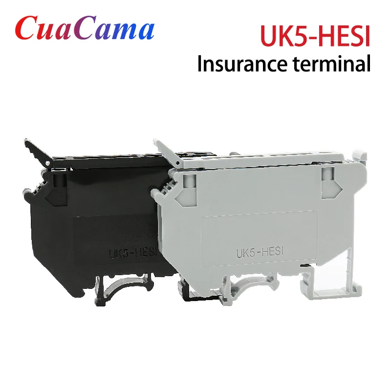 Hesi tipo de Trilho Din Fusível Blocos Terminais mm Quadrado Cobre Puro Universal Parafuso Conector Cinza Preto Uk5-hesi 50 Peças Uk5