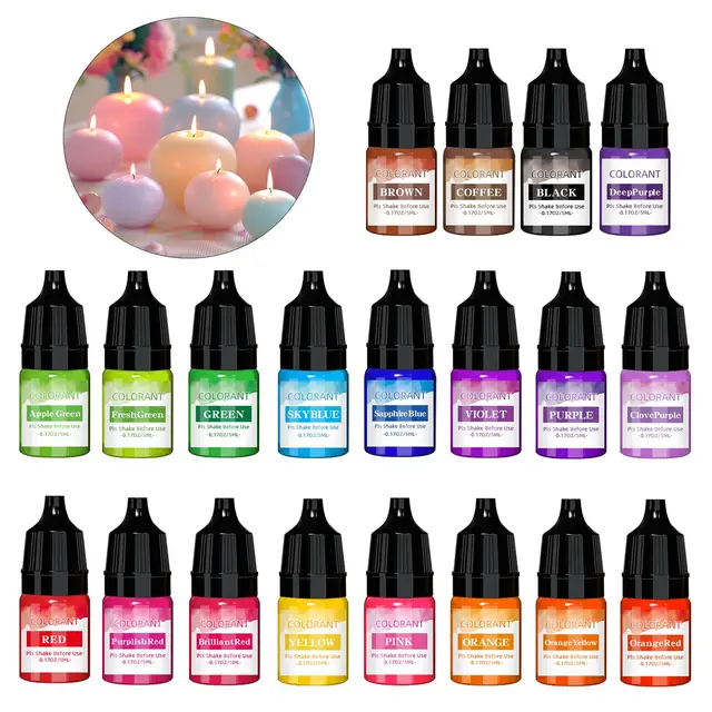 5ml/Bottle Candle Wax Pigment Colorant Non-Toxic Soy Candle Wax Pigment Liquid Dye Soy Wax DIY Soap Dyes Candle Making Supplies