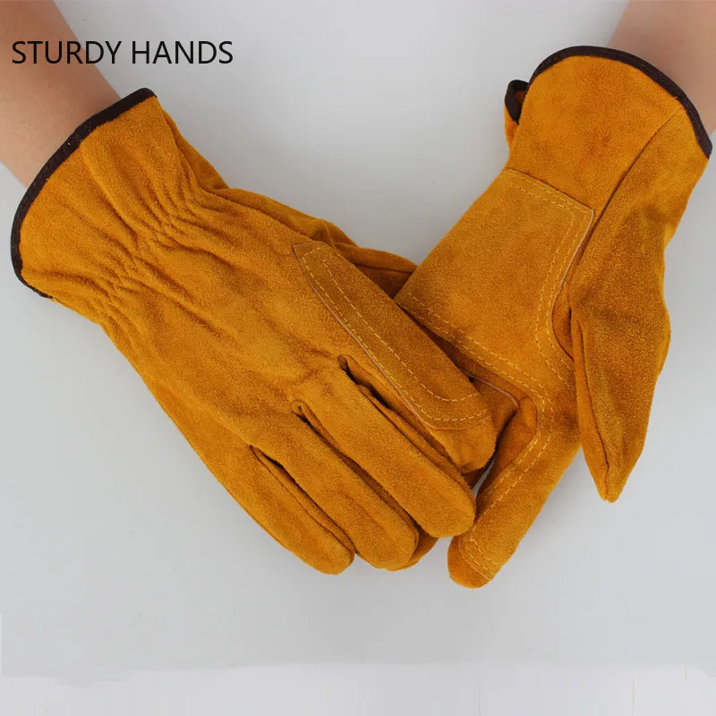 One Pair Fireproof Durable Cow Leather Welder Gloves Anti-Heat Work Safety Gloves for Welding Metal - Image 3