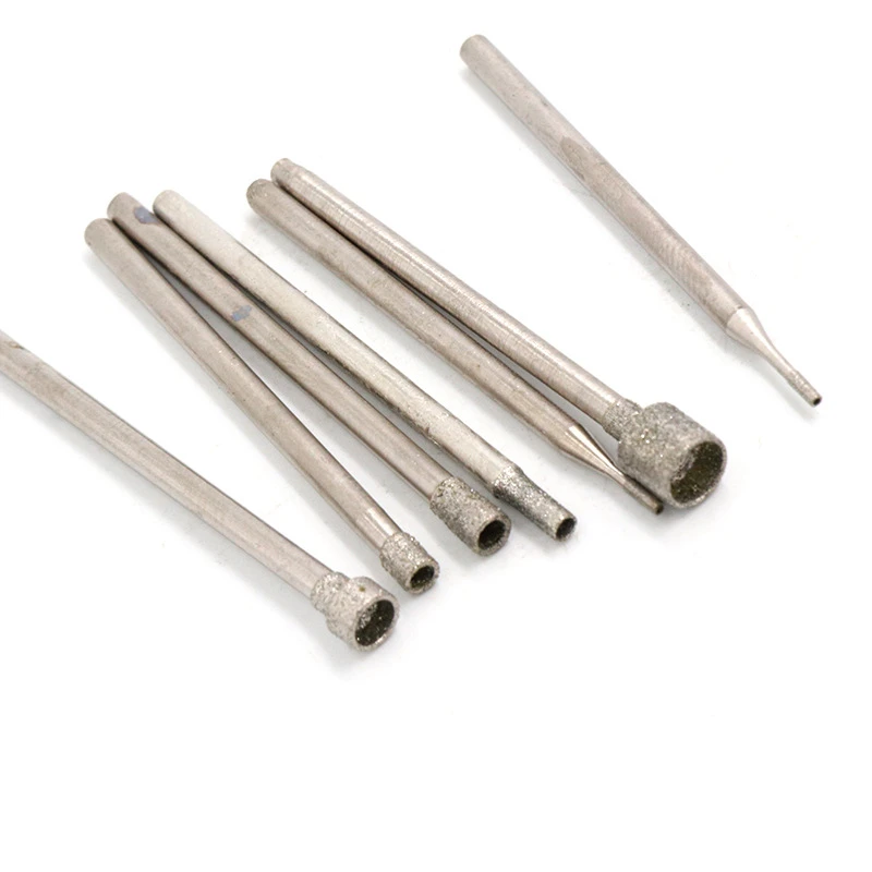 

10pcs Concave Grinding Needle Emery Grinding Head 0.8mm-5mm Eye Suction Needle Emery Carving Head 2.35 Shank Jade Carving Tool