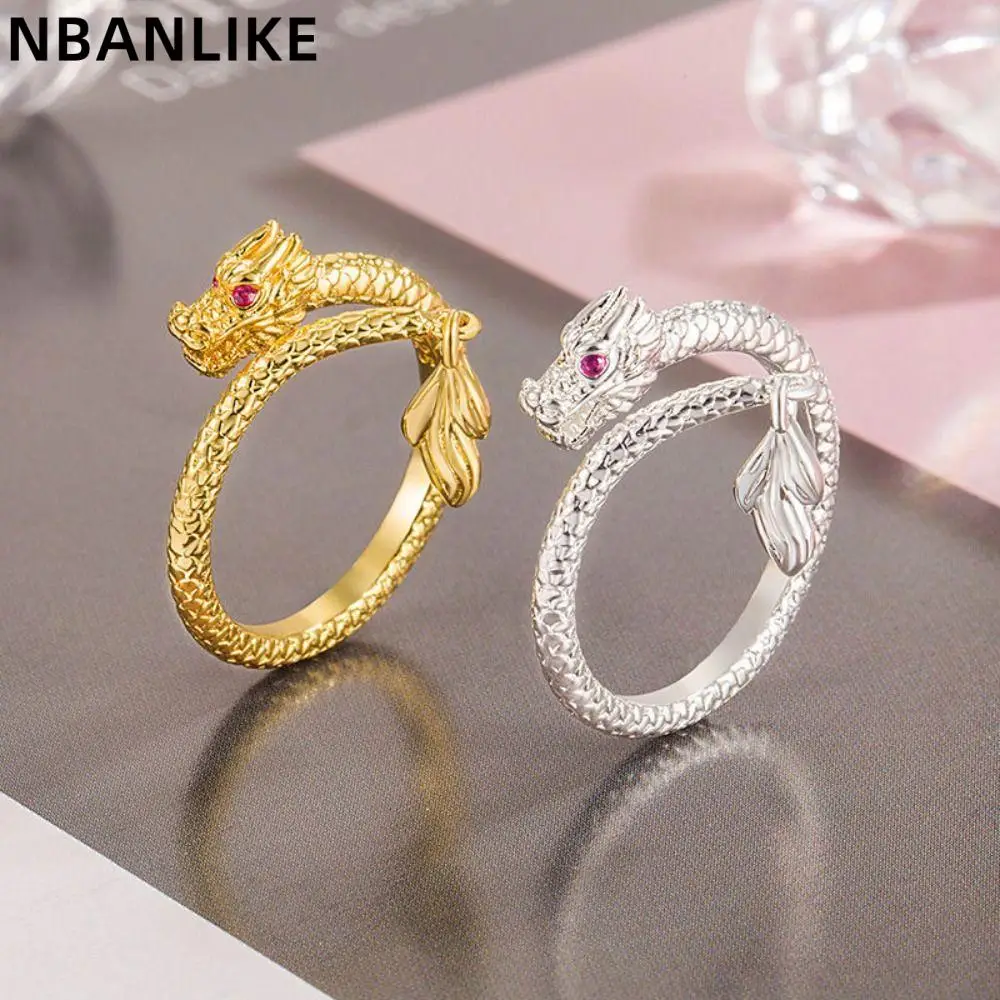 

Chinese Style Hipster Aesthetic Zodiac Dragon Ring Creative Fashion Adjustable Finger Ring