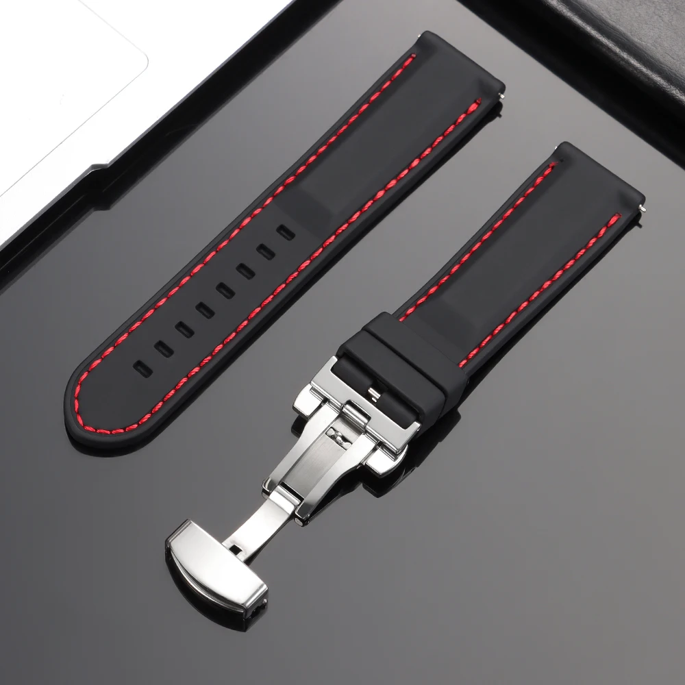 Premium Waterproof Silicone Sport Watch Band with Butterfly Buckle