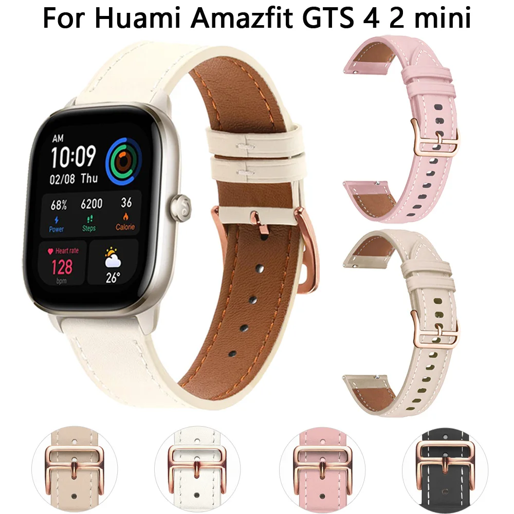 

20mm Leather Band For Amazfit GTS 4/2/2e/3/GTS2/GTS4 Mini/GTR mini 42mm Bracelet for Amazfit Bip 3 Pro 20mm Silicone Watch Strap