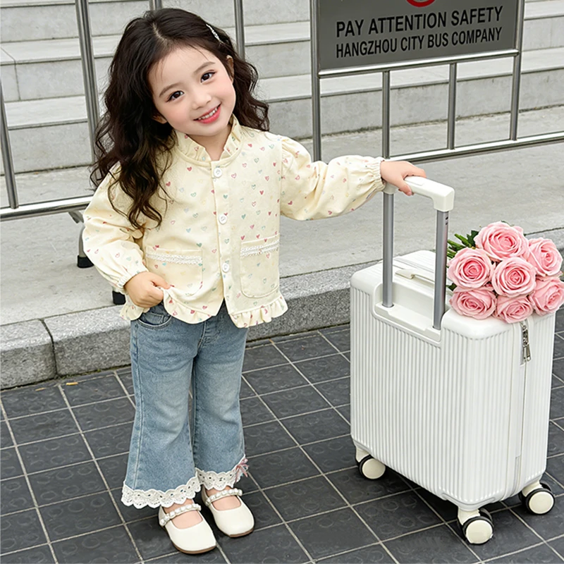 여아 코트 봄 얇은 서양식 아동복 여아 가디건 가을 공주풍 꽃무늬 한국 스타일 스탠드 칼라 상의