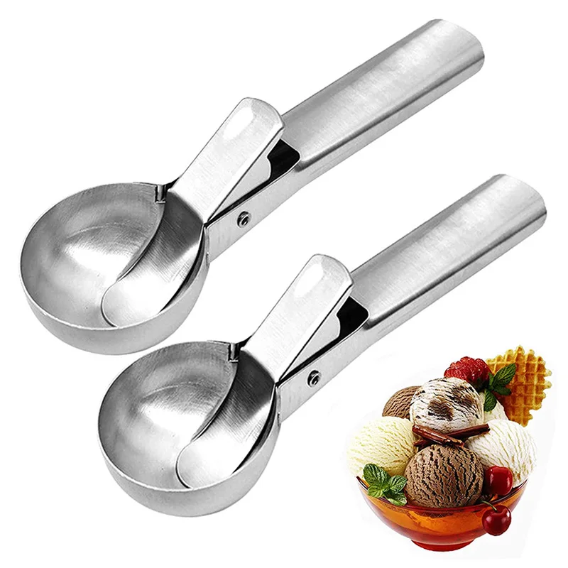 Ice Cream Scoops Stacks Stainless Steel Ice Cream Digger Non-Stick Fruit Ice Ball Maker Watermelon Ice Cream Spoon Tool