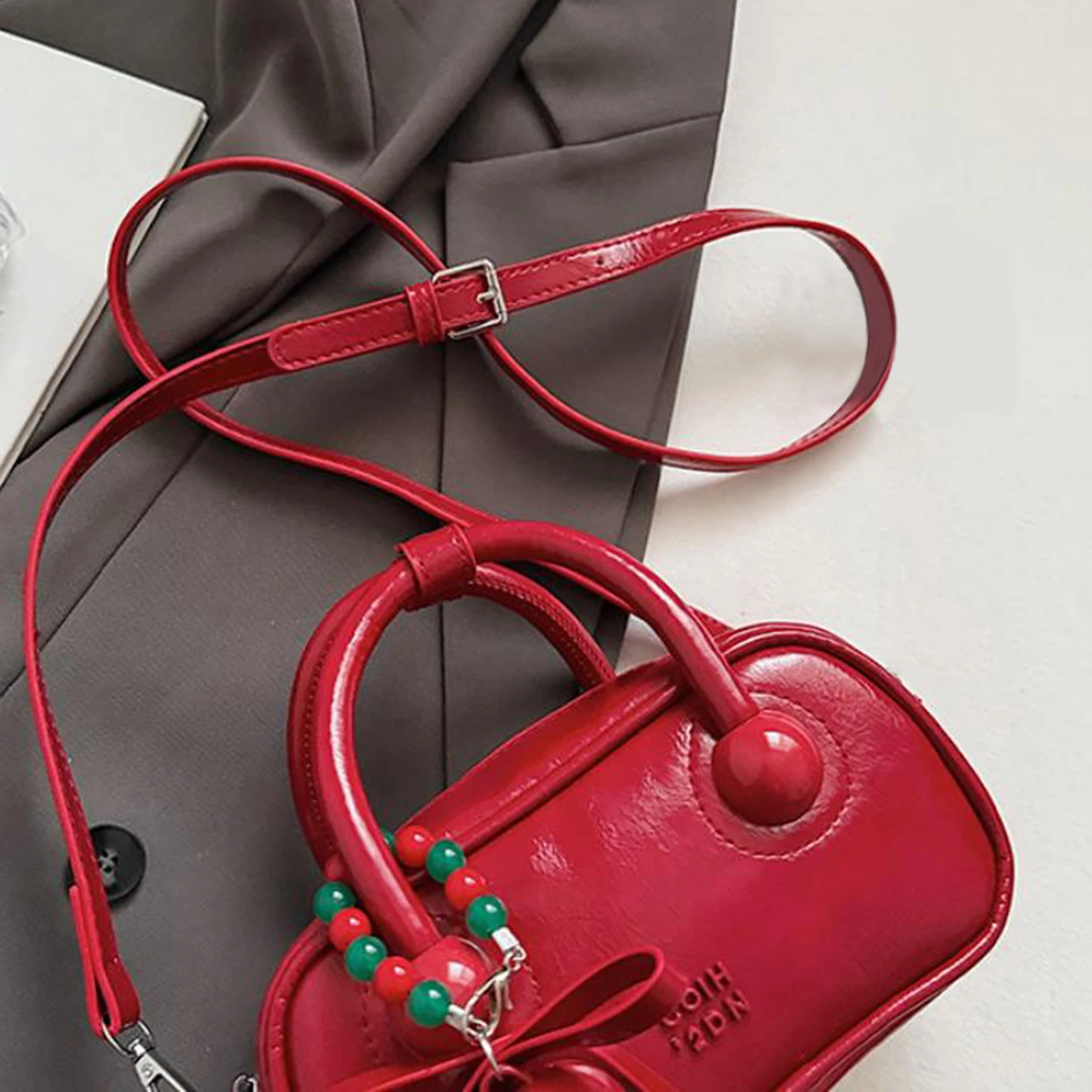 Women PU Solid Color Crossbody Bag W/Adjustable Strap Handbag Small Square Bag for Travel Shopping Daily Use