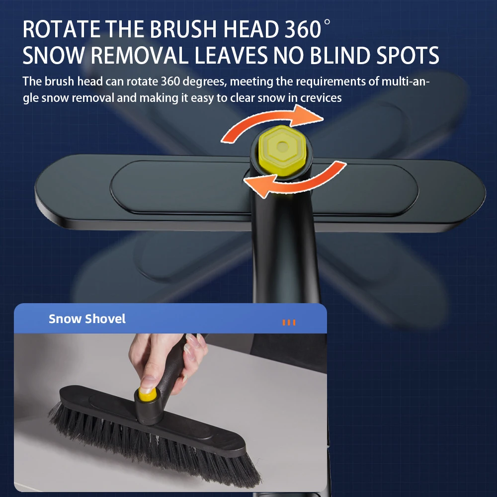 2026 New 3 In 1 Extendable Car Snow Shovel Brush With Ice Scraper Windshield Deicer Remover Tool for Winter Auto Defrosting