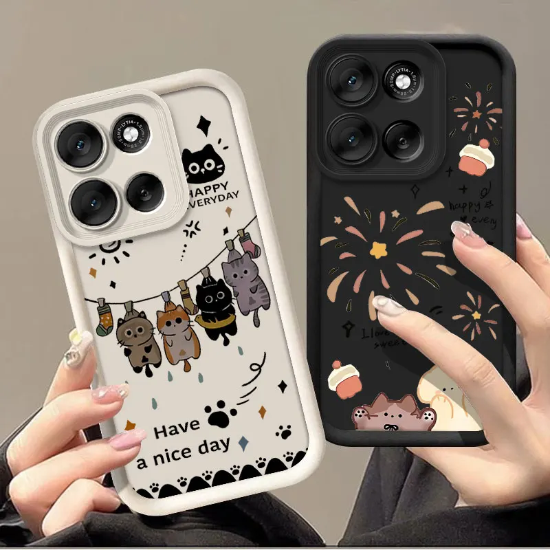 Fashionable Cute Cartoon Cat Silicone Shockproof Protective Back Cover Case