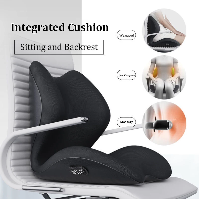 

All-In-One Office Seating and Backrest Cushion Vibrating Massage Heating Pillow for Relieve Stress Ergonomic Orthopedic Pad