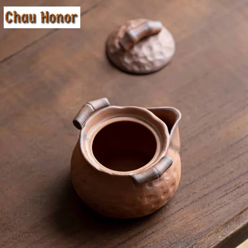 Handmade Rough Old Rock Mud  Teapot Boutique Small Size Pot Tea Maker Kettle with Ball Hole Chinese Tea for Tea Ornaments Gifts