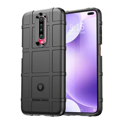 Armor Shield Shockproof Anti-Knock Silicone Case - Matte Rubber Soft Phone Cover for Poco X2 (Black)