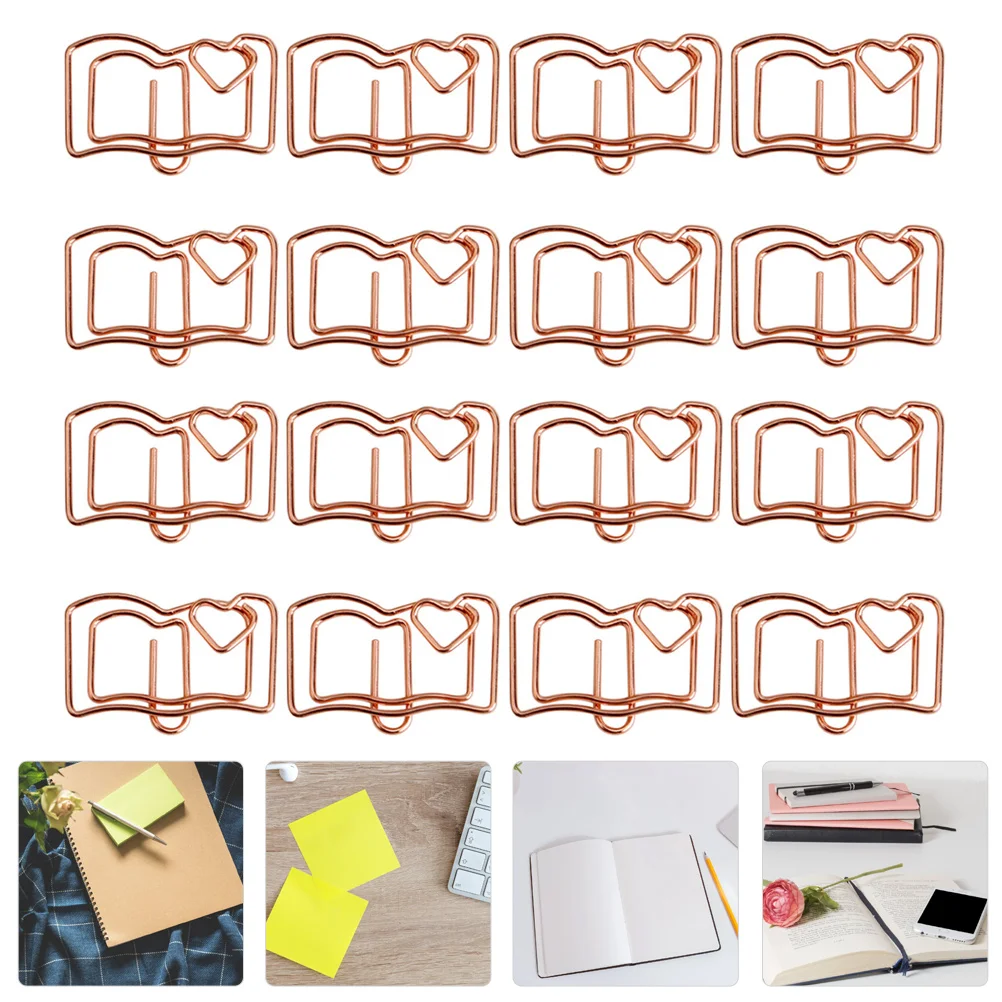 

20 Pcs Bookmark Folder Shaped Paper Clip Student Bookmarks Cartoon Stainless Steel Clips