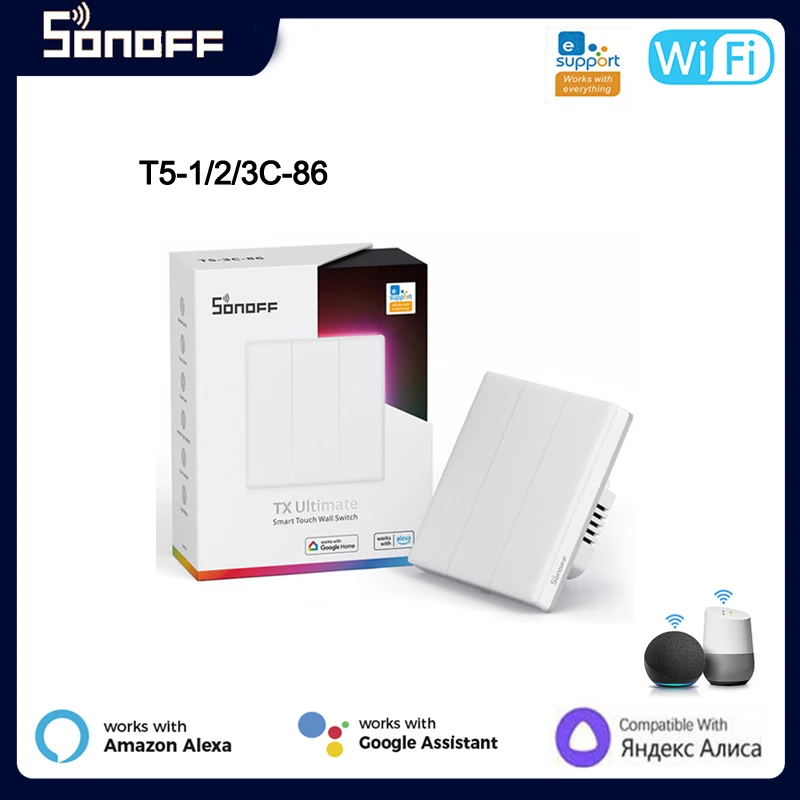 Sonoff Wifi Tx Ultimate Smart Wall Switch Full Touch Access Led Light Edge Telecomando Multi-Sensoriale Tramite Ewelink Alexa Google