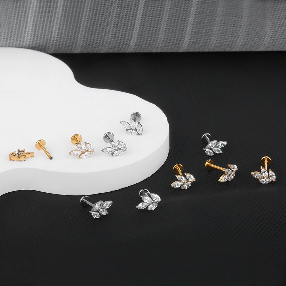 1 Stück G23 Titan Ohrknorpel Helix Daith Piercing Tragus Ohrstecker für Frauen Innengewinde Labret Piercing Lippenring 16G – Detail 11