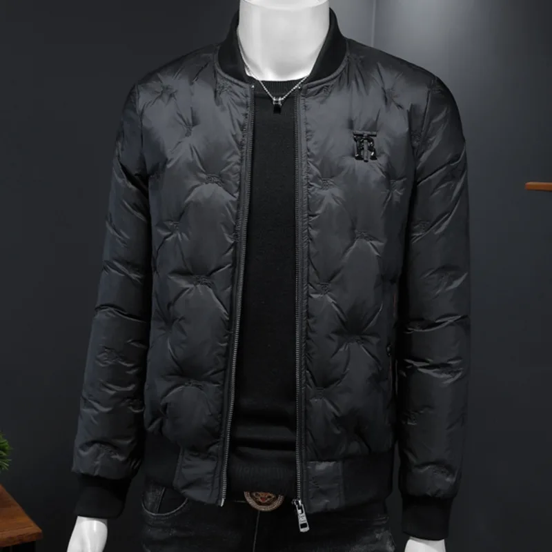 2024 Round Neck Bright Duck Down Jacket Men Clothes Down Winter Men Streetwear Thickened Warm Short Jacket Mens Black Outerwear