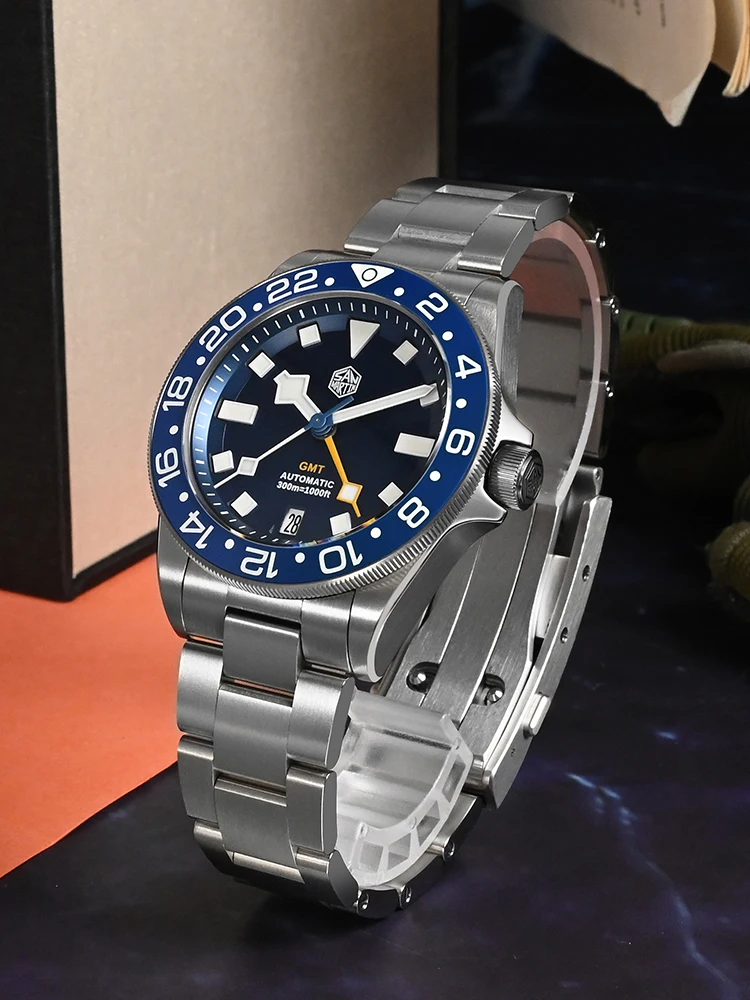 San Martin SN0121TC Titanium 39mm Watch NH34 GMT Automatic Movement Sapphire 24 Click BGW9 Luminous 30Bar Waterproof Watches