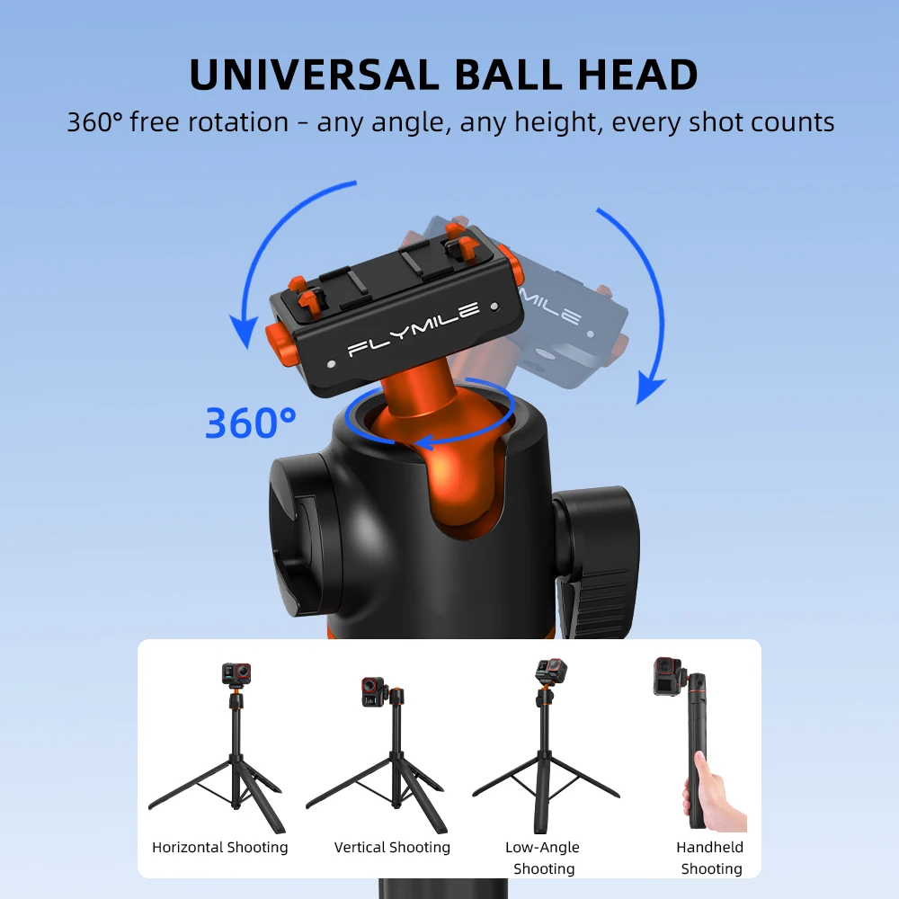DJI Insta360 Ace Pro 2/X5용 플라이마일 삼각대(마운트 베이스 포함) 퀵 릴리스 삼각대 140CM 셀카봉 사진 액세서리