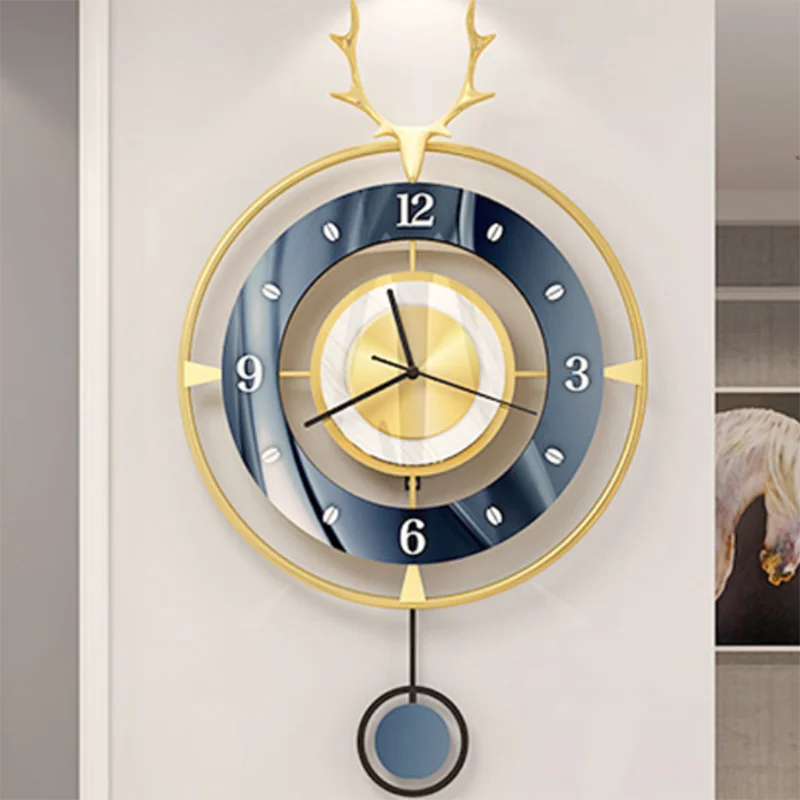 CreativeSilentMetalWallClockHangingLuxuryLivingRoomLuxuryWallClockMetalWatchWall