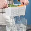 Fridge Food Storage Container Set with Lids with Strainer,Plastic Fresh Produce Saver Vegetable Fruit Meat Organizer 6