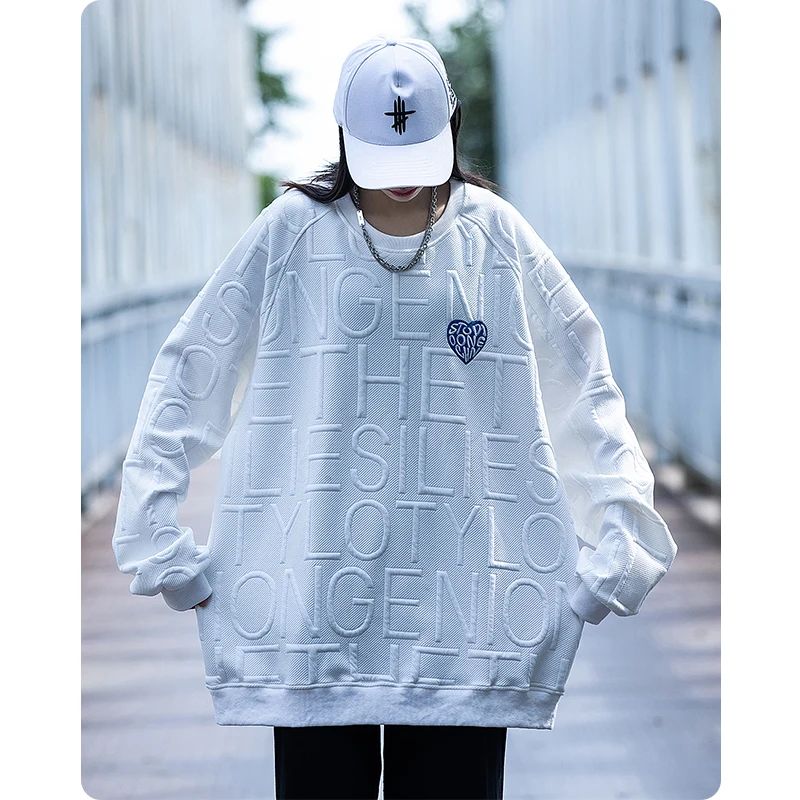 

Unisex Autumn Winter Crew Neck Sweater Sweatshirt Embroidery Men'S Clothes Hiphop High Street Oversize Harajuku Undershirts Top